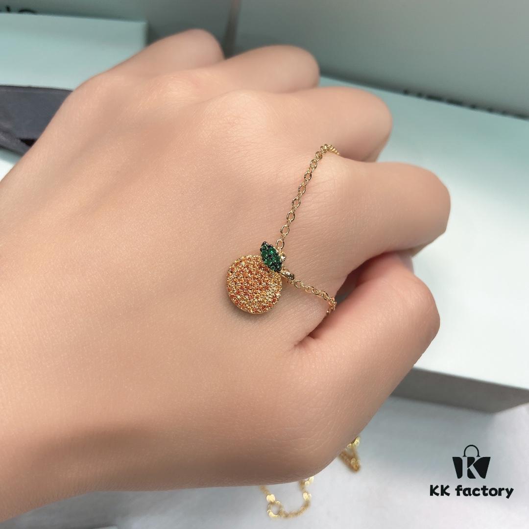 He Fang Da Ju Da Li Collarbone Chain, Same Style as Qiao Xin's Orange Citrus Necklace