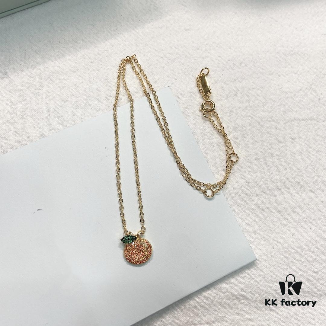 He Fang Da Ju Da Li Collarbone Chain, Same Style as Qiao Xin's Orange Citrus Necklace