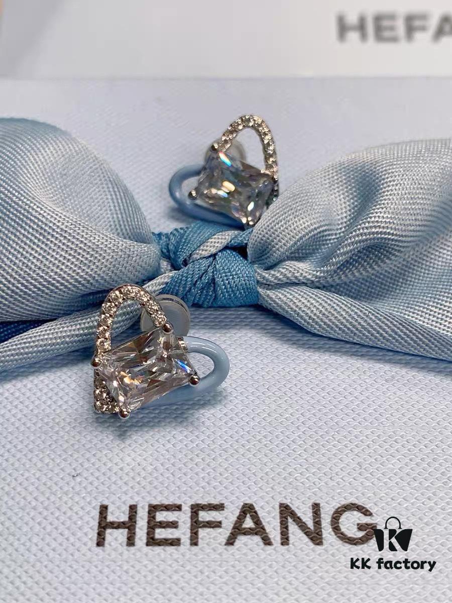 New Arrival❤️ HEFANG Jewelry - Barbie ✨ New Collection - Ice Blue & Barbie Pink Stud Earrings ✨ Model Wearing Effect Image