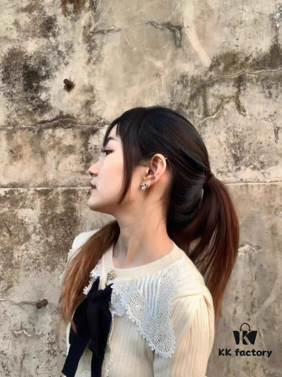 New Arrival❤️ HEFANG Jewelry - Barbie ✨ New Collection - Ice Blue & Barbie Pink Stud Earrings ✨ Model Wearing Effect Image