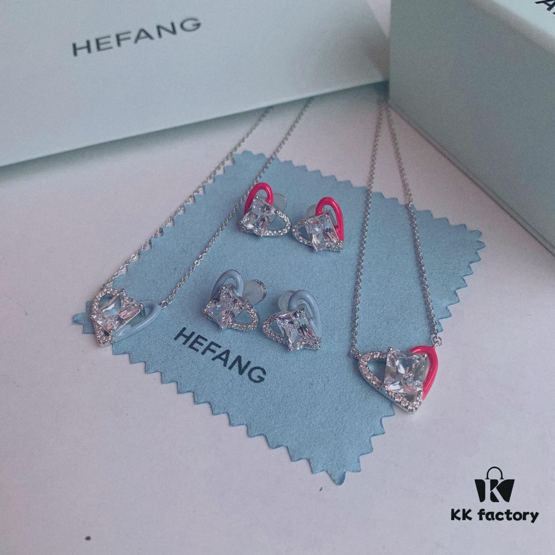 New Arrival ❤️ HEFANG Jewelry Barbie ✨ New Collection Ice Blue Stud Earrings, Ice Blue Necklace, Barbie Pink Stud Earrings, Barbie Pink Necklace