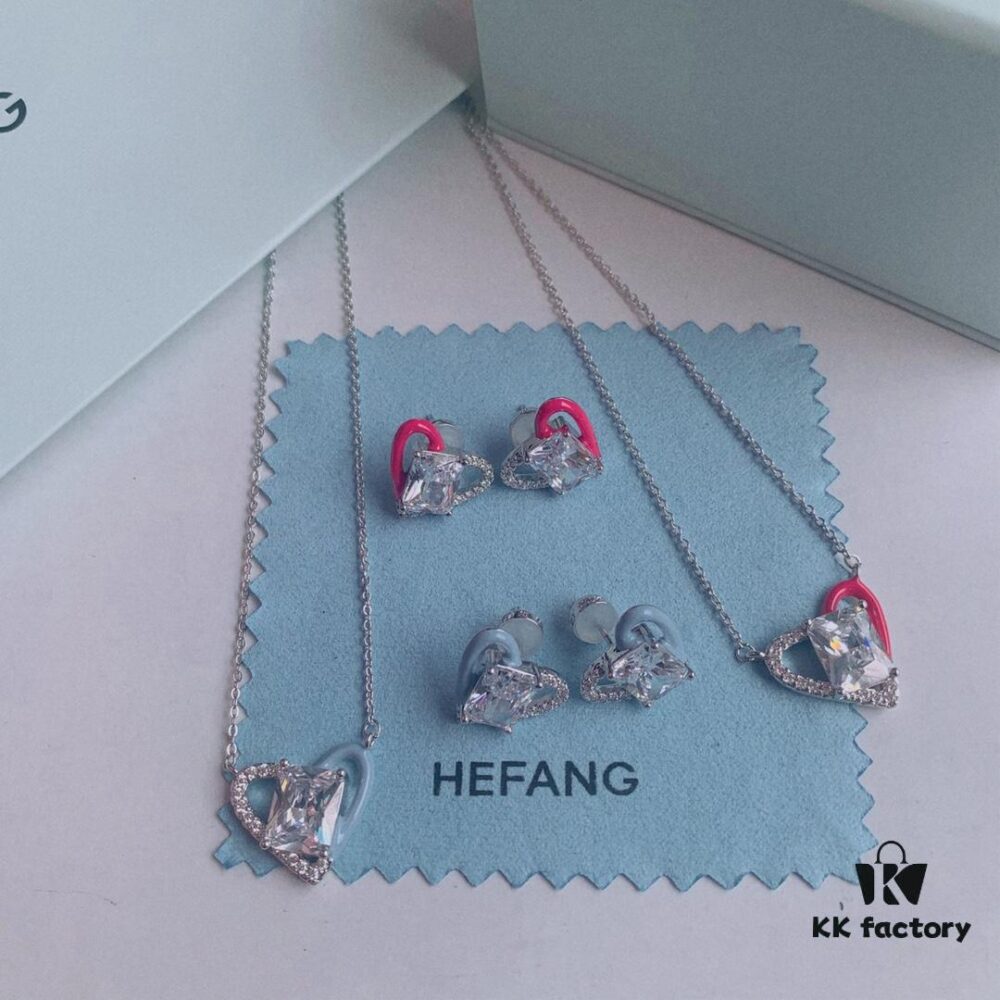 New Arrival ❤️ HEFANG Jewelry Barbie ✨ New Collection Ice Blue Stud Earrings, Ice Blue Necklace, Barbie Pink Stud Earrings, Barbie Pink Necklace