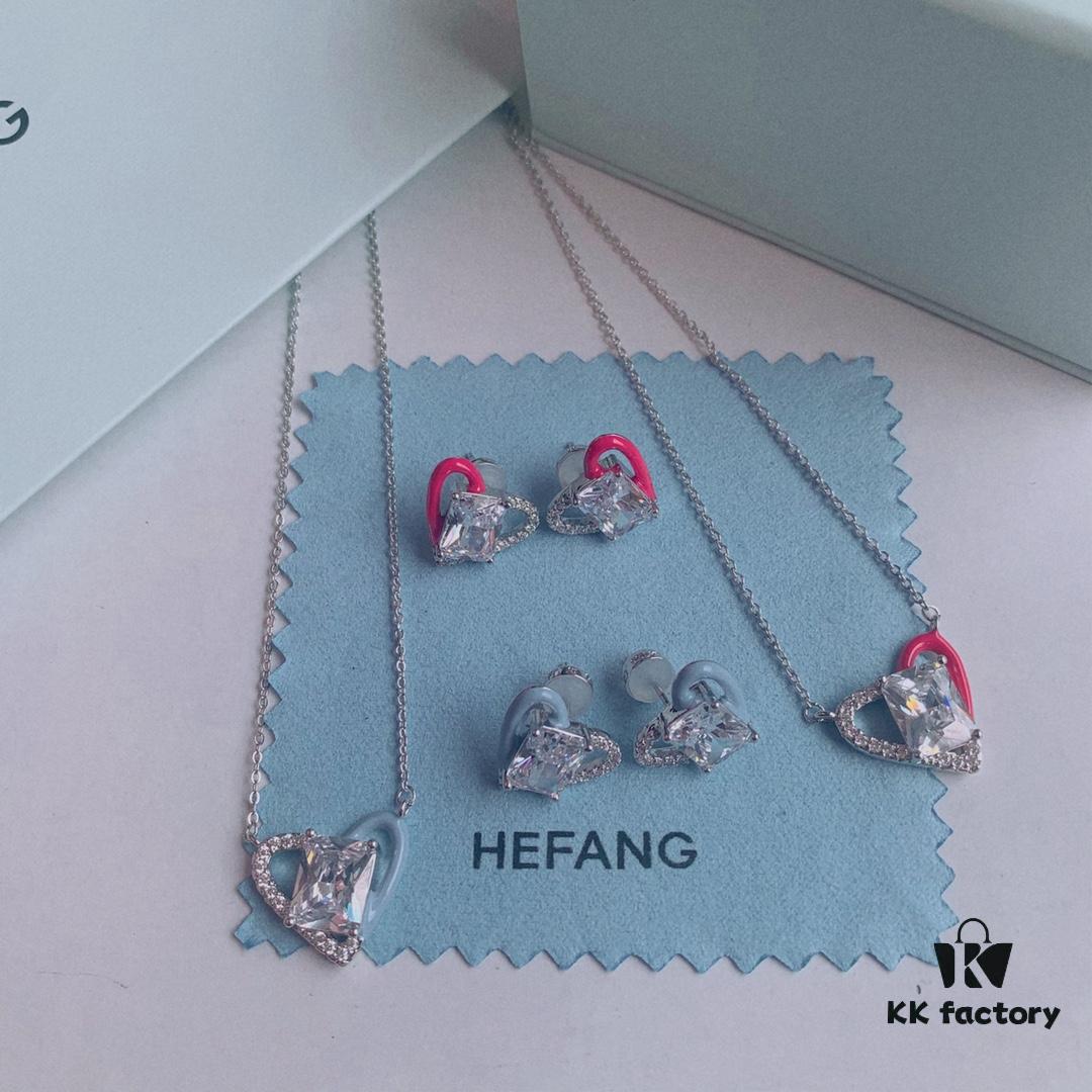 New Arrival ❤️ HEFANG Jewelry Barbie ✨ New Collection Ice Blue Stud Earrings, Ice Blue Necklace, Barbie Pink Stud Earrings, Barbie Pink Necklace