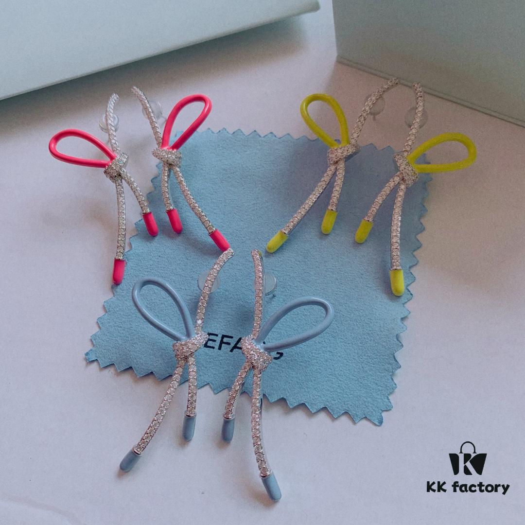 New Arrival ❤️ HEFANG Jewelry - Barbie ✨ New Collection Shimmering Ribbon Stud Earrings, Three Colors Available, In Stock