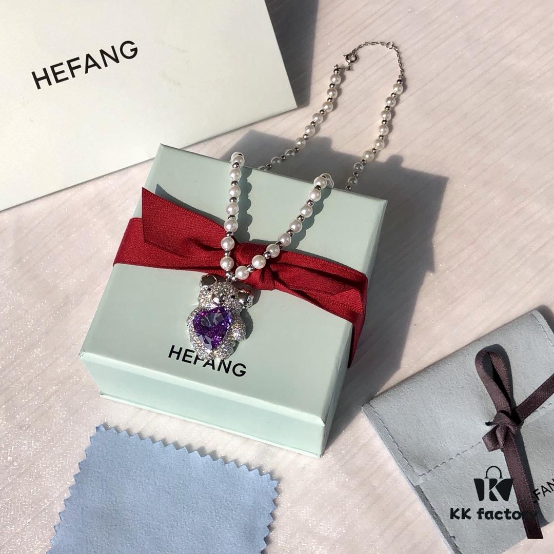 HEFANG Jewelry Gemstone Bear Necklace