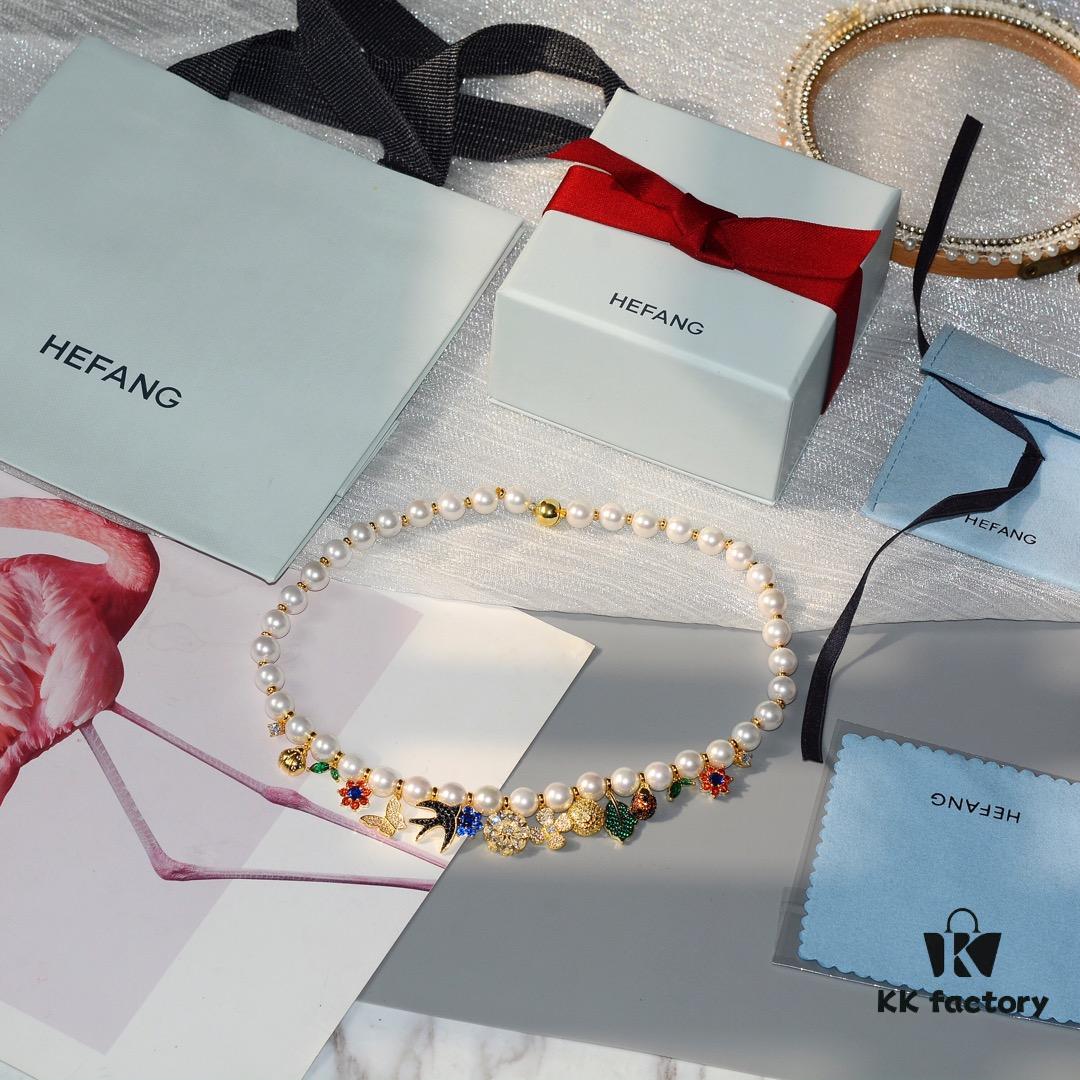 HEFANG Jewelry Garden Necklace, 925 Silver Nature-Inspired Statement Choker, Collarbone Chain