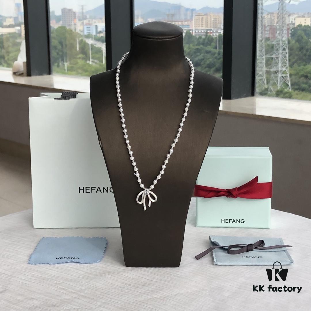 HEFANG Jewelry Elizabeth Bow Pendant Necklace