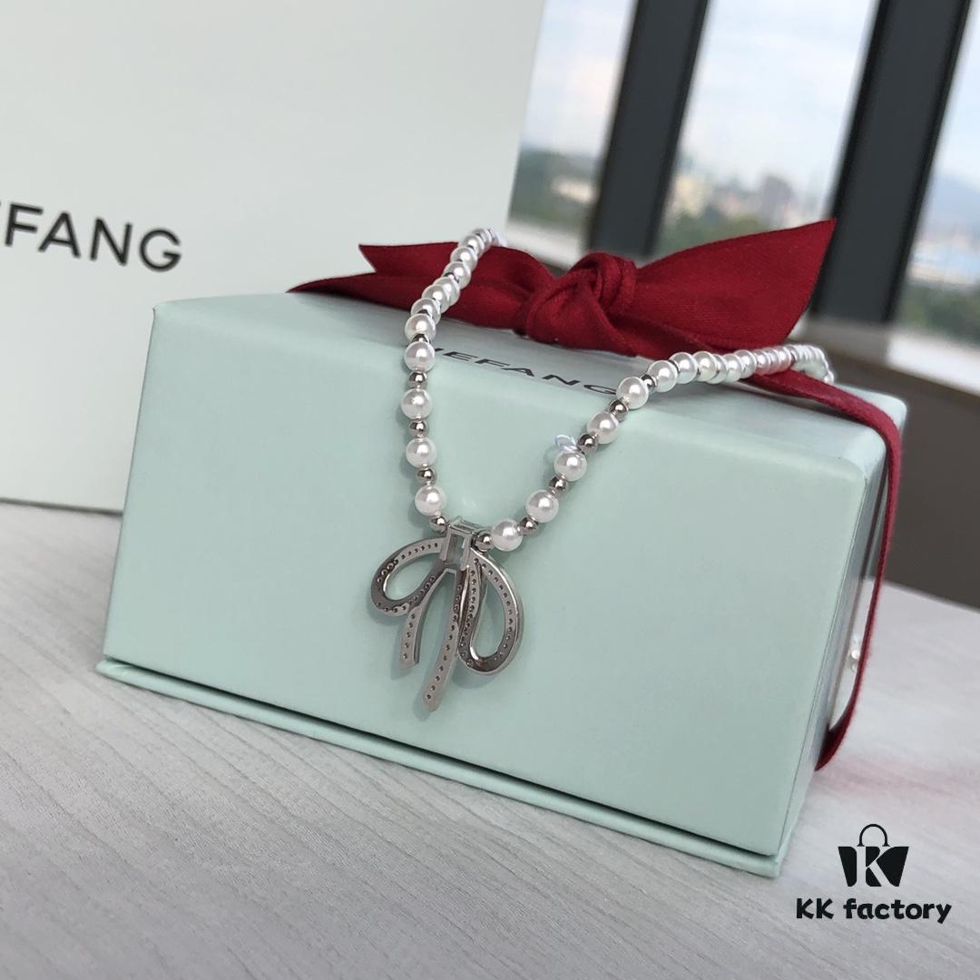 HEFANG Jewelry Elizabeth Bow Pendant Necklace