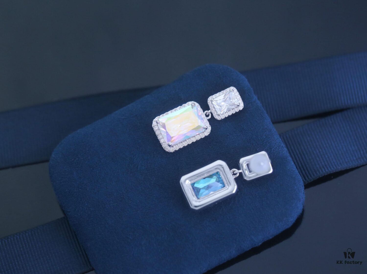 HEFANG Aurora Square Candy Earrings, Luxury Sparkling Minimalist Design Studs, Unique Ear Accessories for Gifting
