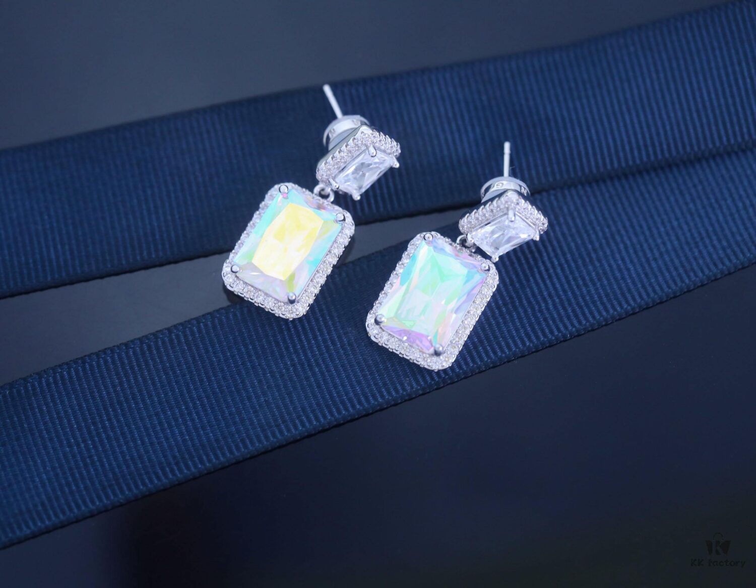 HEFANG Aurora Square Candy Earrings, Luxury Sparkling Minimalist Design Studs, Unique Ear Accessories for Gifting
