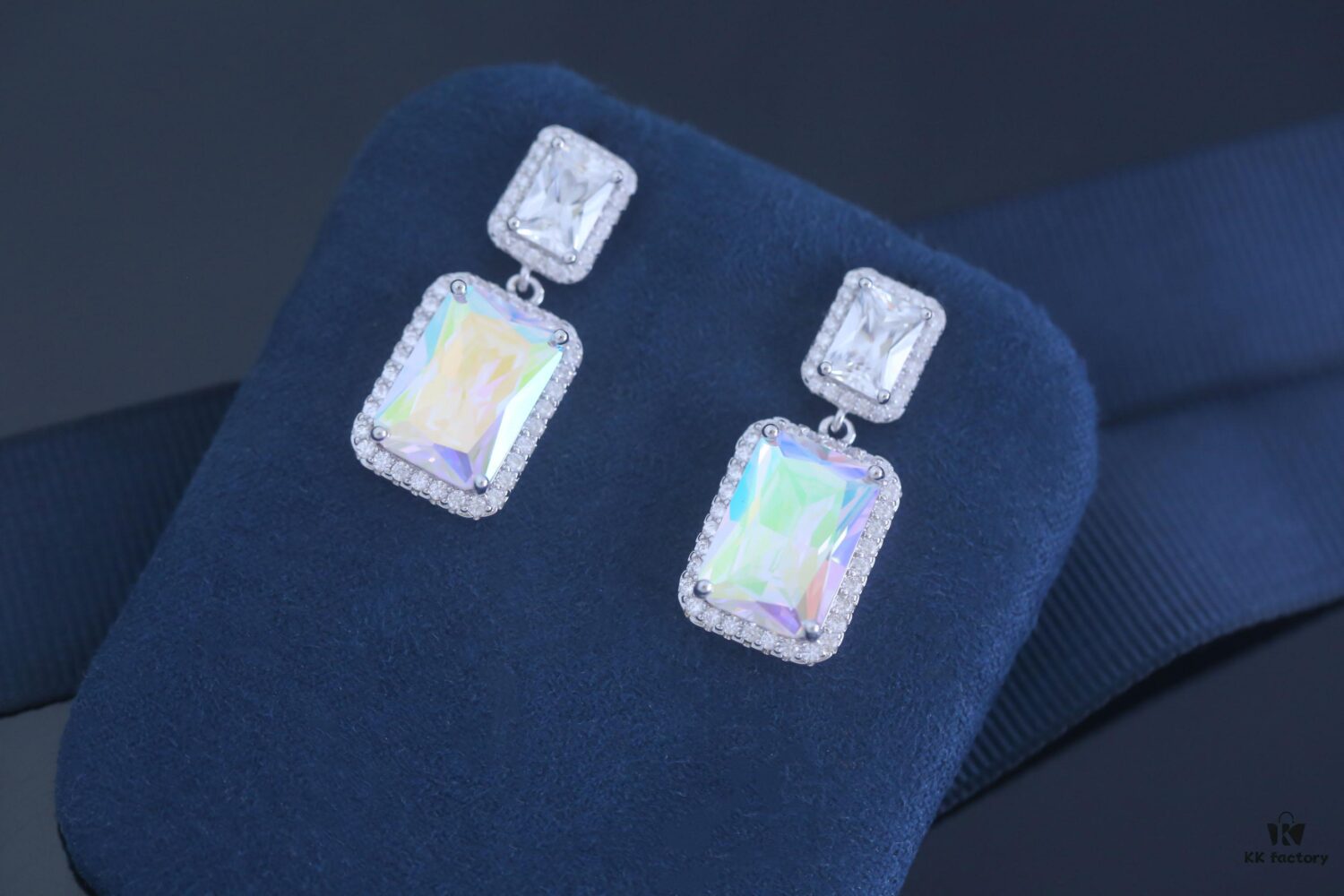 HEFANG Aurora Square Candy Earrings, Luxury Sparkling Minimalist Design Studs, Unique Ear Accessories for Gifting