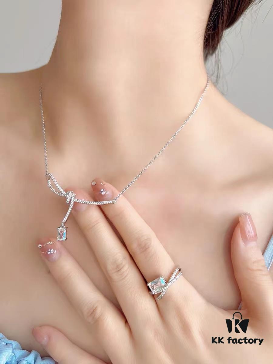 HEFANG Jewelry Aurora Ribbon Ring, Elegant French-Style Statement Ring for Women