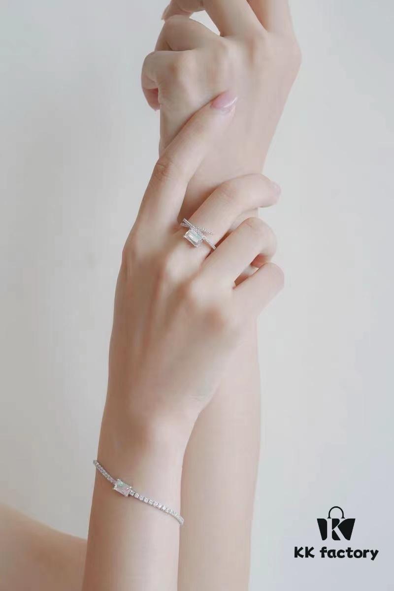 HEFANG Jewelry Aurora Ribbon Ring, Elegant French-Style Statement Ring for Women