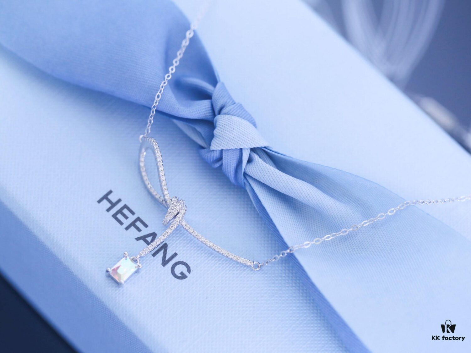 HEFANG Aurora Ribbon Knot Choker Necklace, Same as Zhan Qiuyi's Little Sugar Necklace, Gift Edition