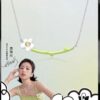 HEFANG Jewelry Cream Floral Necklace - Ins-style Minimalist Collarbone Chain, Popularized by Zhou Yutong, Ideal Gift for Qixi Festival