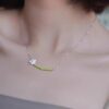 HEFANG Jewelry Cream Floral Necklace - Ins-style Minimalist Collarbone Chain, Popularized by Zhou Yutong, Ideal Gift for Qixi Festival