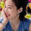 HEFANG Jewelry Cream Twirl Earrings - Limited Edition Ear Studs, Celebrity Style (Zhou Yutong's Pick), Ideal Gift for Qixi Festival