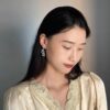 HEFANG Jewelry Cream Twirl Earrings - Limited Edition Ear Studs, Celebrity Style (Zhou Yutong's Pick), Ideal Gift for Qixi Festival