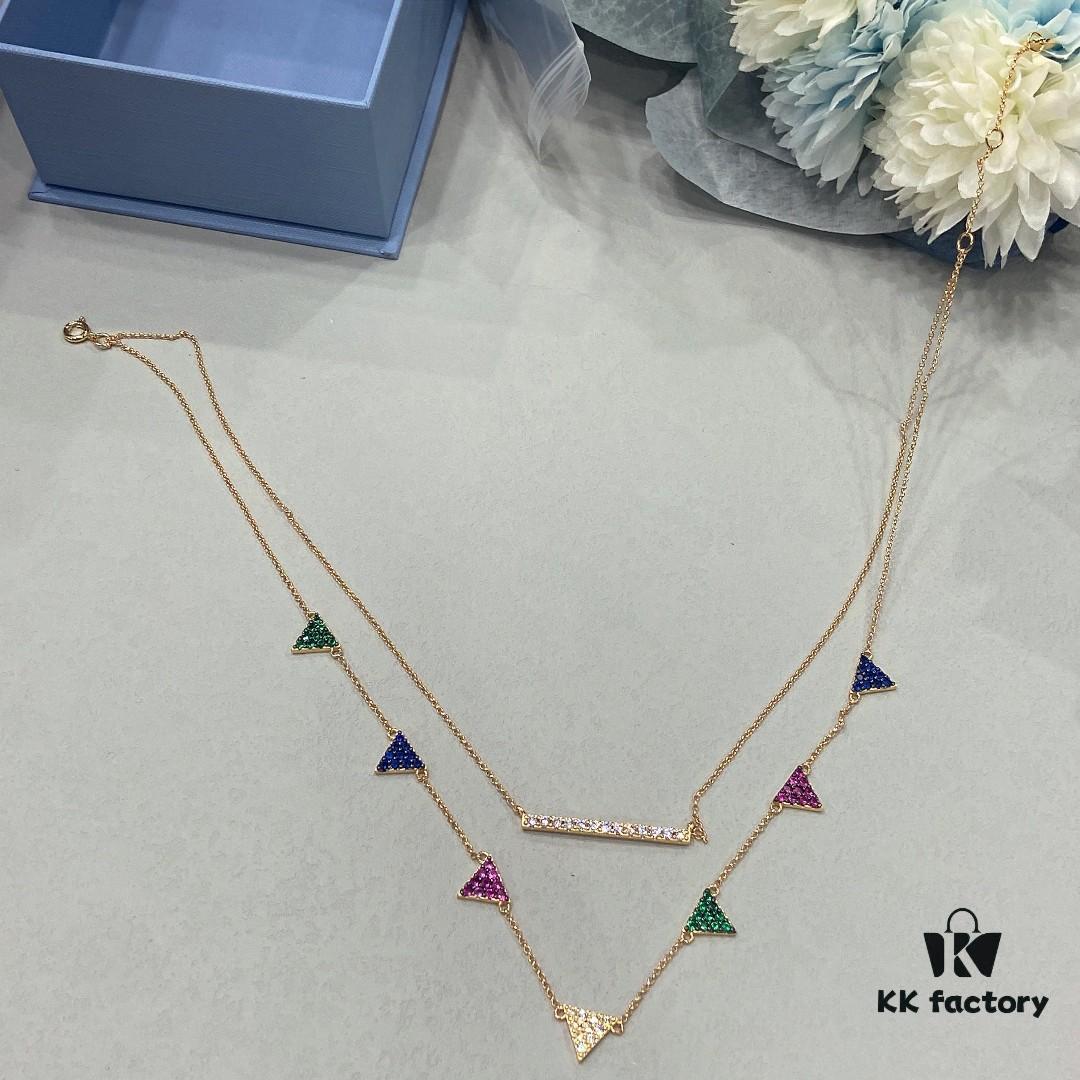 He Fang Double-Layer Colorful Pendant Necklace