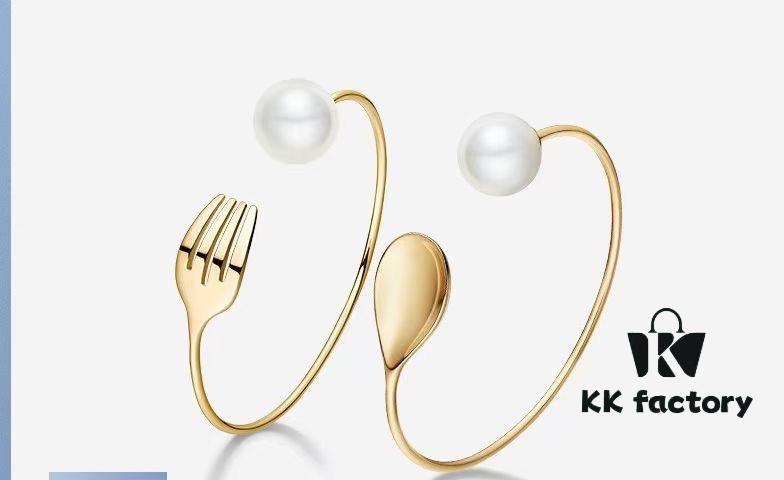 He Fang Mini Cutlery Bracelet, Elegant Open Bangle, Gift for Best Friend, Same Style as Luo Ying's Accessory for Women