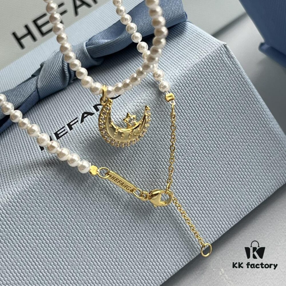 HEFANG Jewelry He Fang New Star and Moon Sweet Dream Pearl Short Necklace ✨ Versatile and Flattering, an Essential Elegant Piece for Every Jewelry Box! Timelessly Exquisite, Simply Wow!