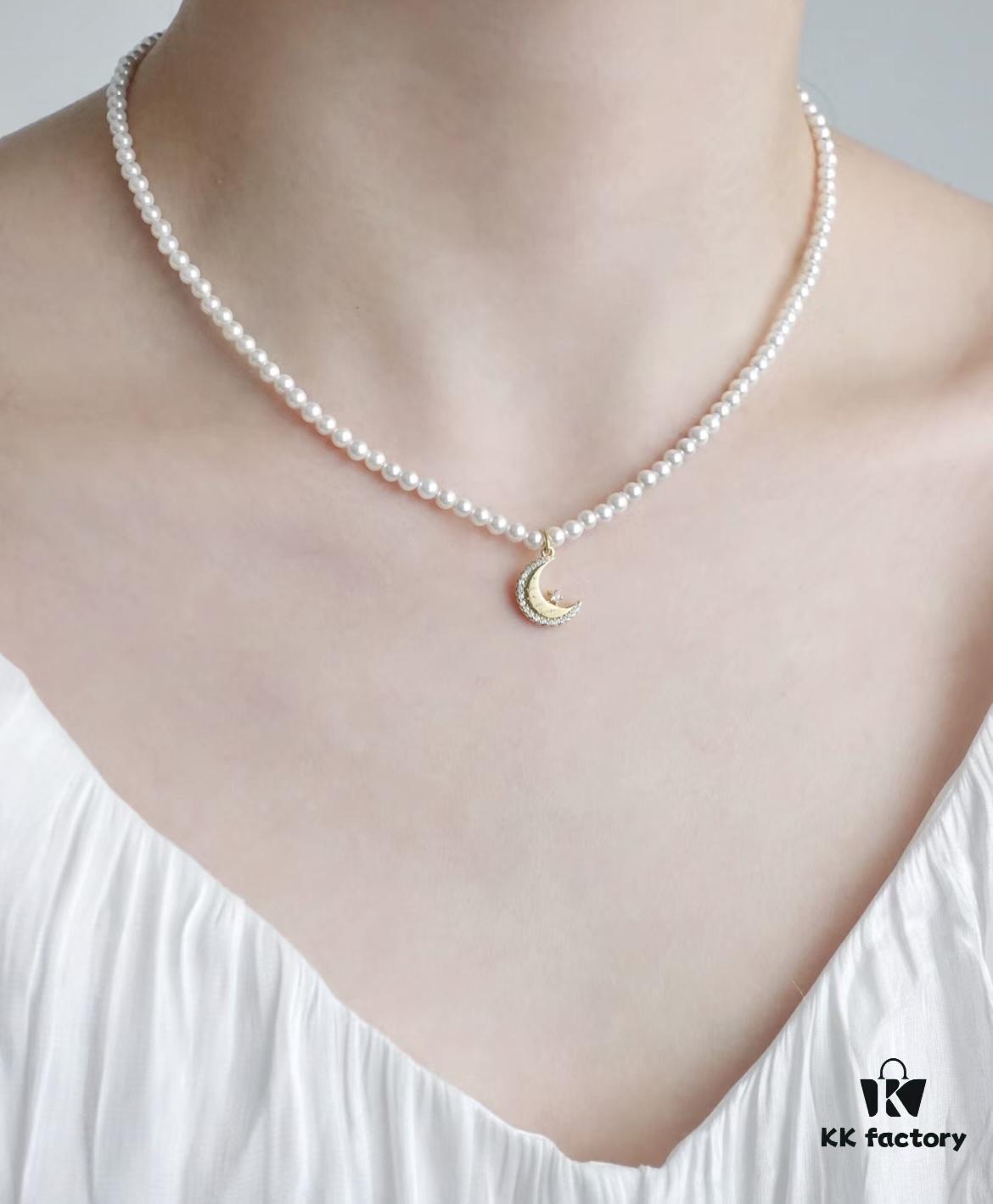 HEFANG Jewelry He Fang New Star and Moon Sweet Dream Pearl Short Necklace ✨ Versatile and Flattering, an Essential Elegant Piece for Every Jewelry Box! Timelessly Exquisite, Simply Wow!