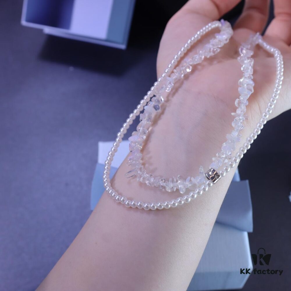 He Fang New Arrival Moonlight White Double-Layer Necklace