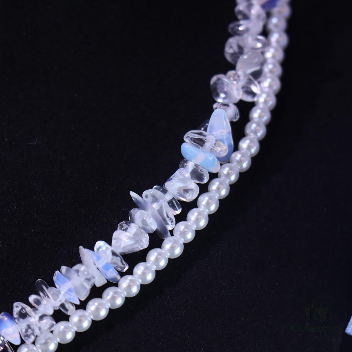 He Fang New Arrival Moonlight White Double-Layer Necklace