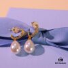 He Fang Jewelry Heart Knot Pearl Stud Earrings