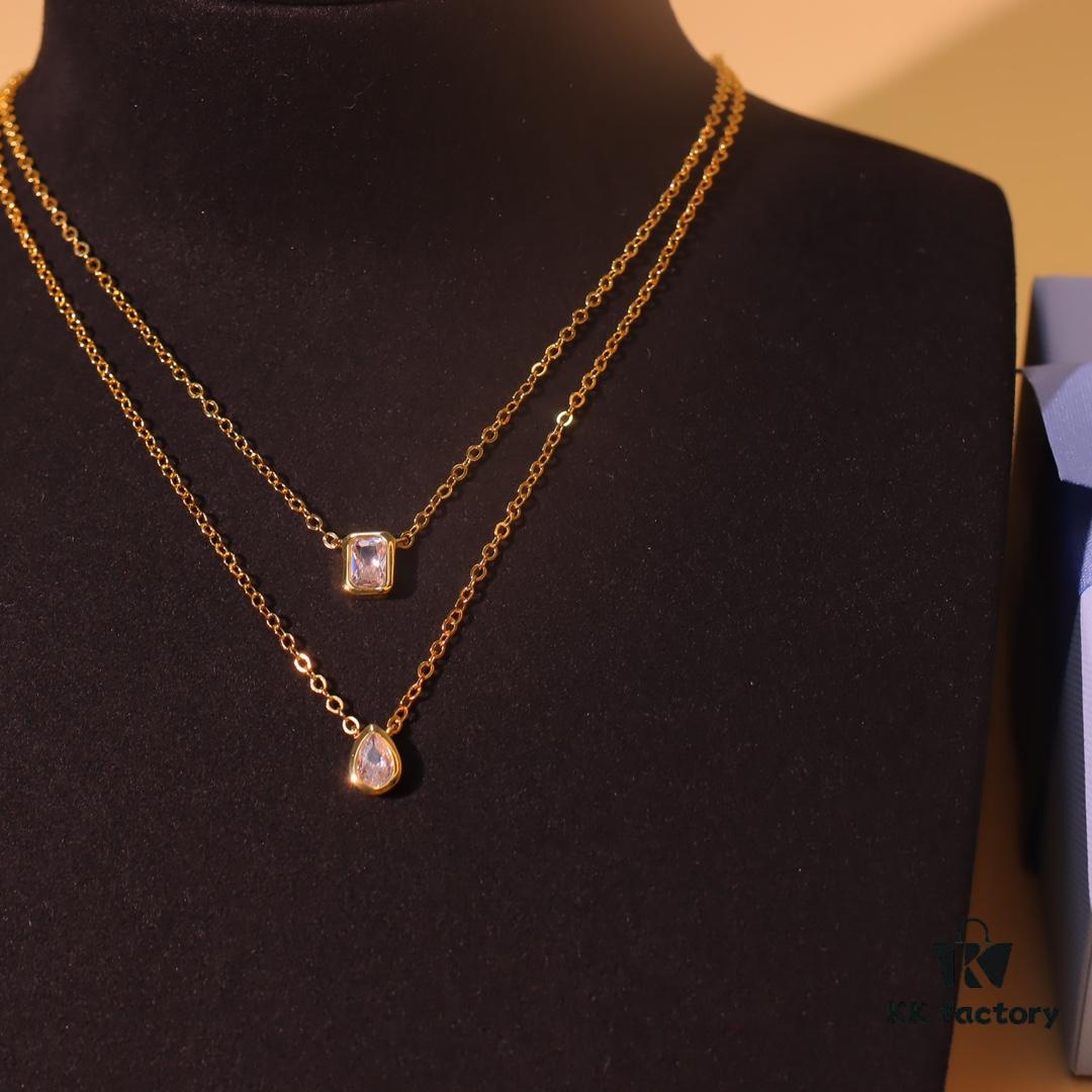 He Fang New Arrival Mini Lustrous Necklace and Stud Earrings