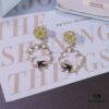 Hexagon New Arrival Garden Series Flower Basket Swallow Earrings, Honey Iris Studs