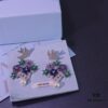 Hexagon New Arrival Garden Series Flower Basket Swallow Earrings, Honey Iris Studs