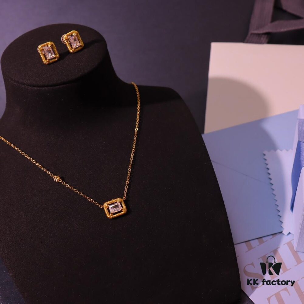 He Fang Jewelry Handmade Woven Necklace and Stud Earrings