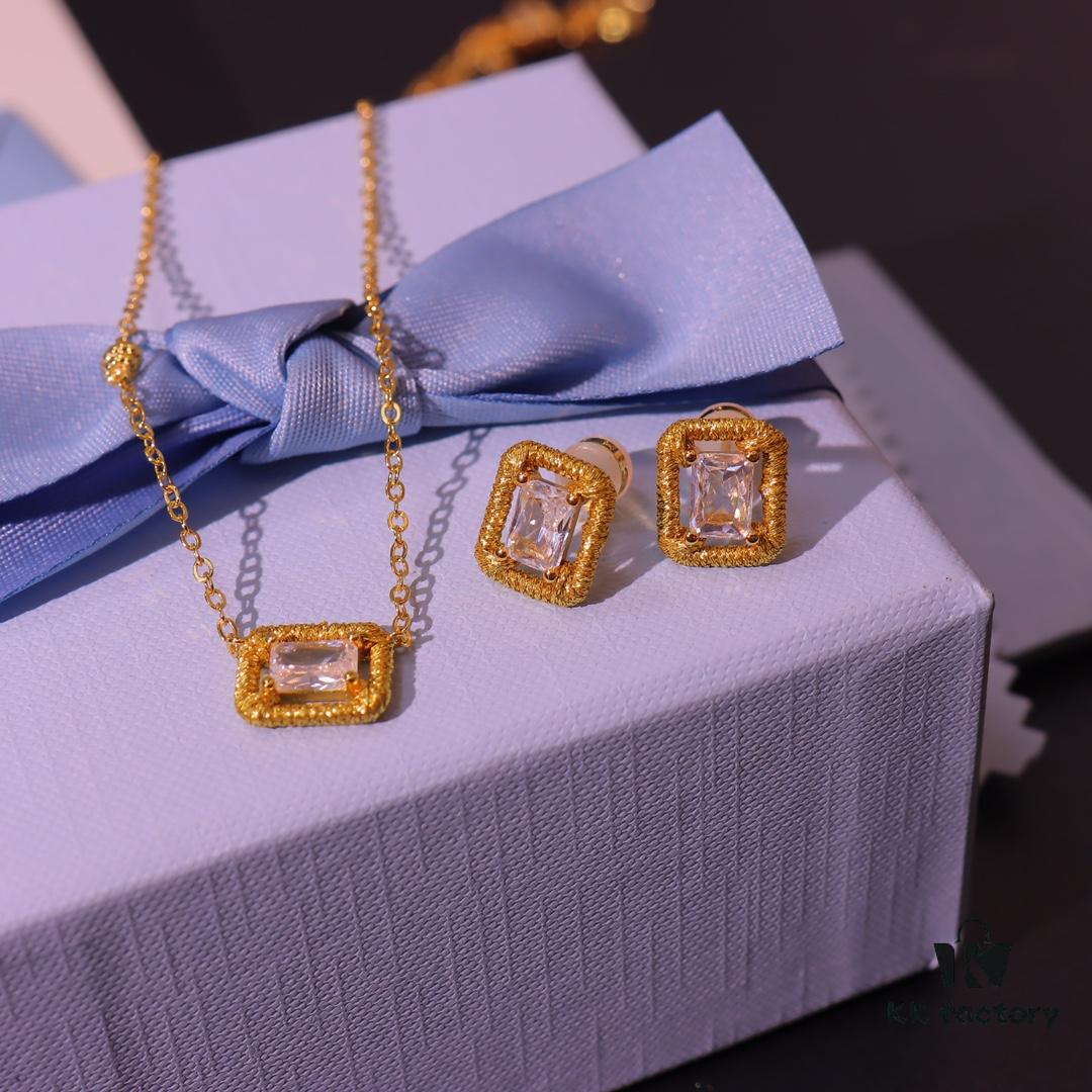 He Fang Jewelry Handmade Woven Necklace and Stud Earrings