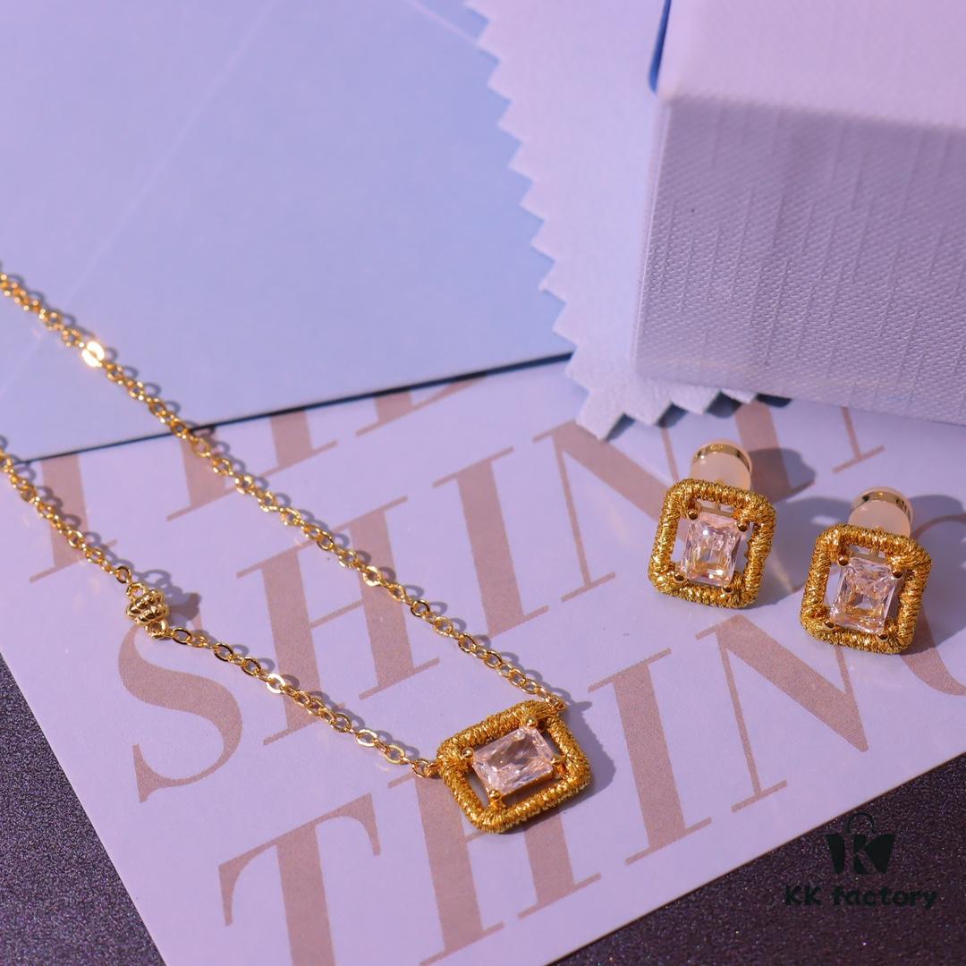 He Fang Jewelry Handmade Woven Necklace and Stud Earrings