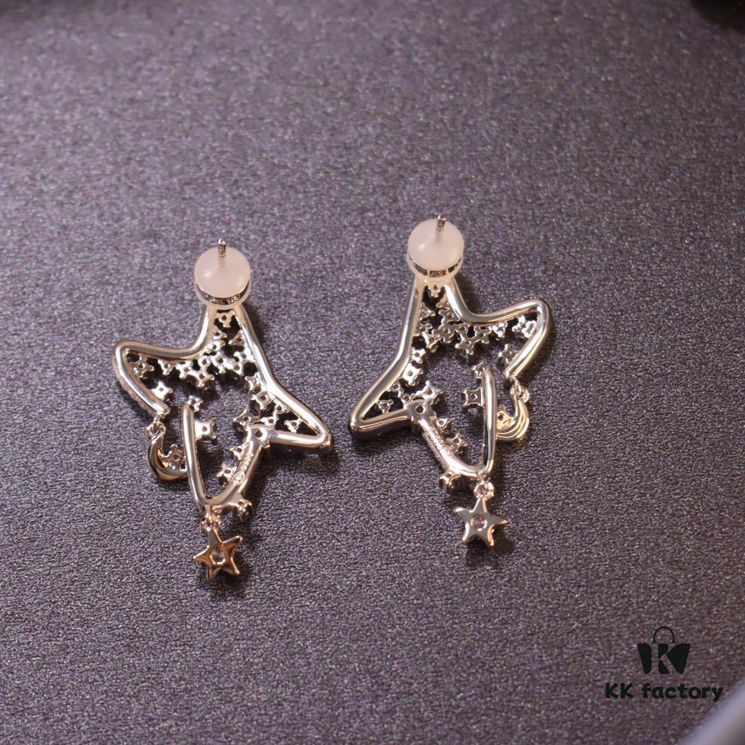 He Fang New Shiny Star Stud Earrings