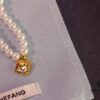 He Fang New Smiling Face Colored Diamond Necklace and Stud Earrings
