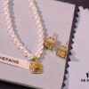 He Fang New Smiling Face Colored Diamond Necklace and Stud Earrings