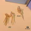 He Fang New Braided Tassel Stud Earrings