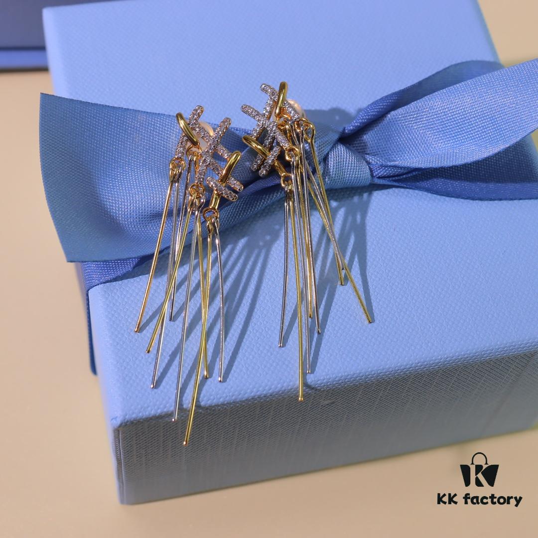 He Fang New Braided Tassel Stud Earrings