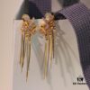 He Fang New Braided Tassel Stud Earrings