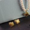 He Fang New Smiling Face Colored Diamond Necklace and Stud Earrings