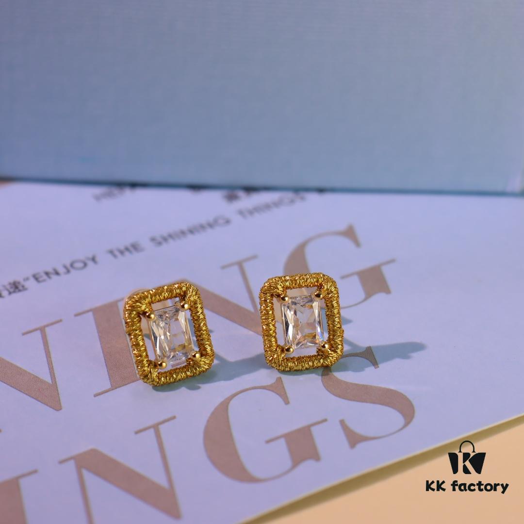 He Fang Jewelry Hand-Tied Woven Stud Earrings