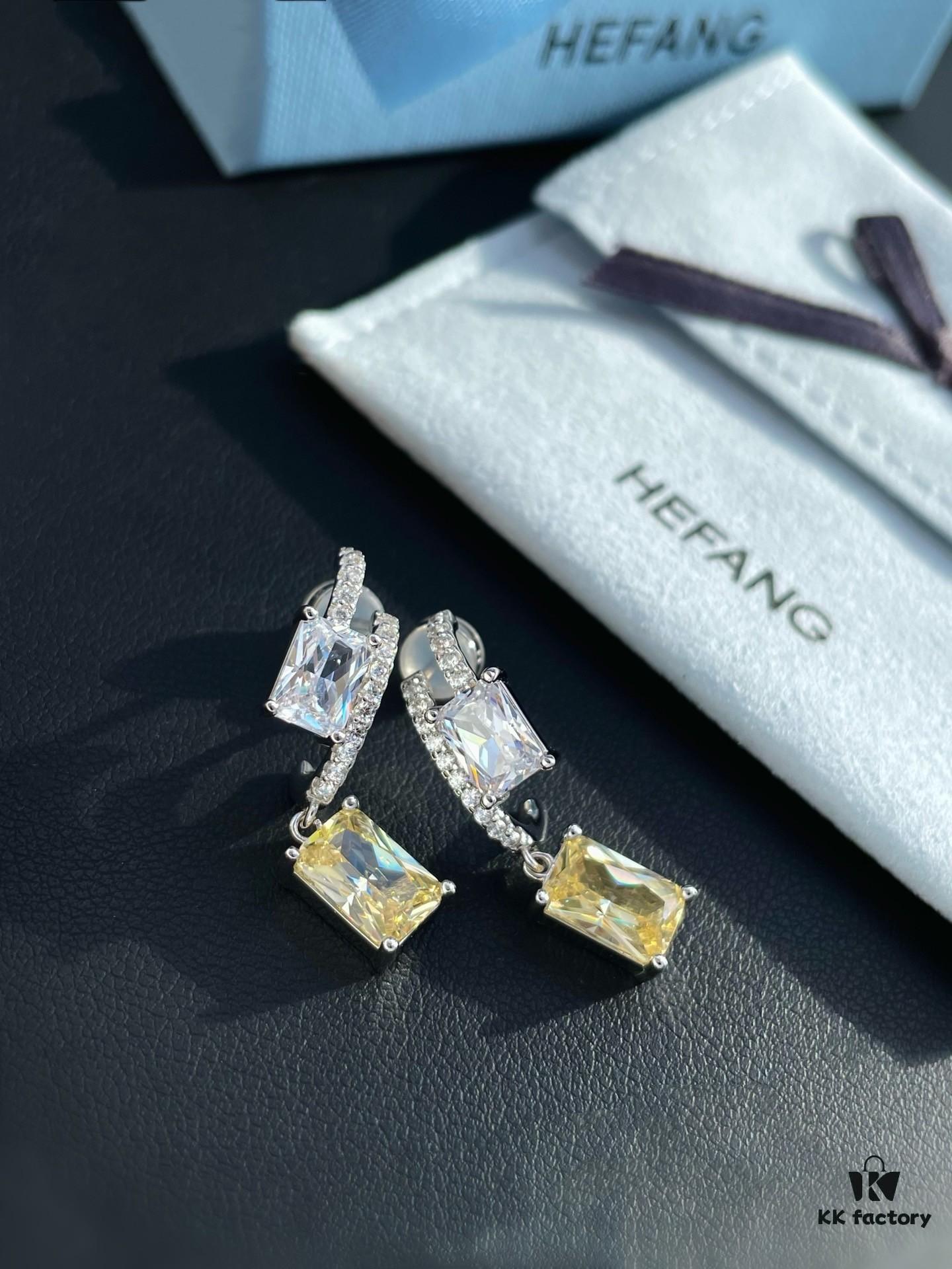 He Fang Aurora Glow Cube Sugar Series - Lucky Aurora S925 Sterling Silver Earrings