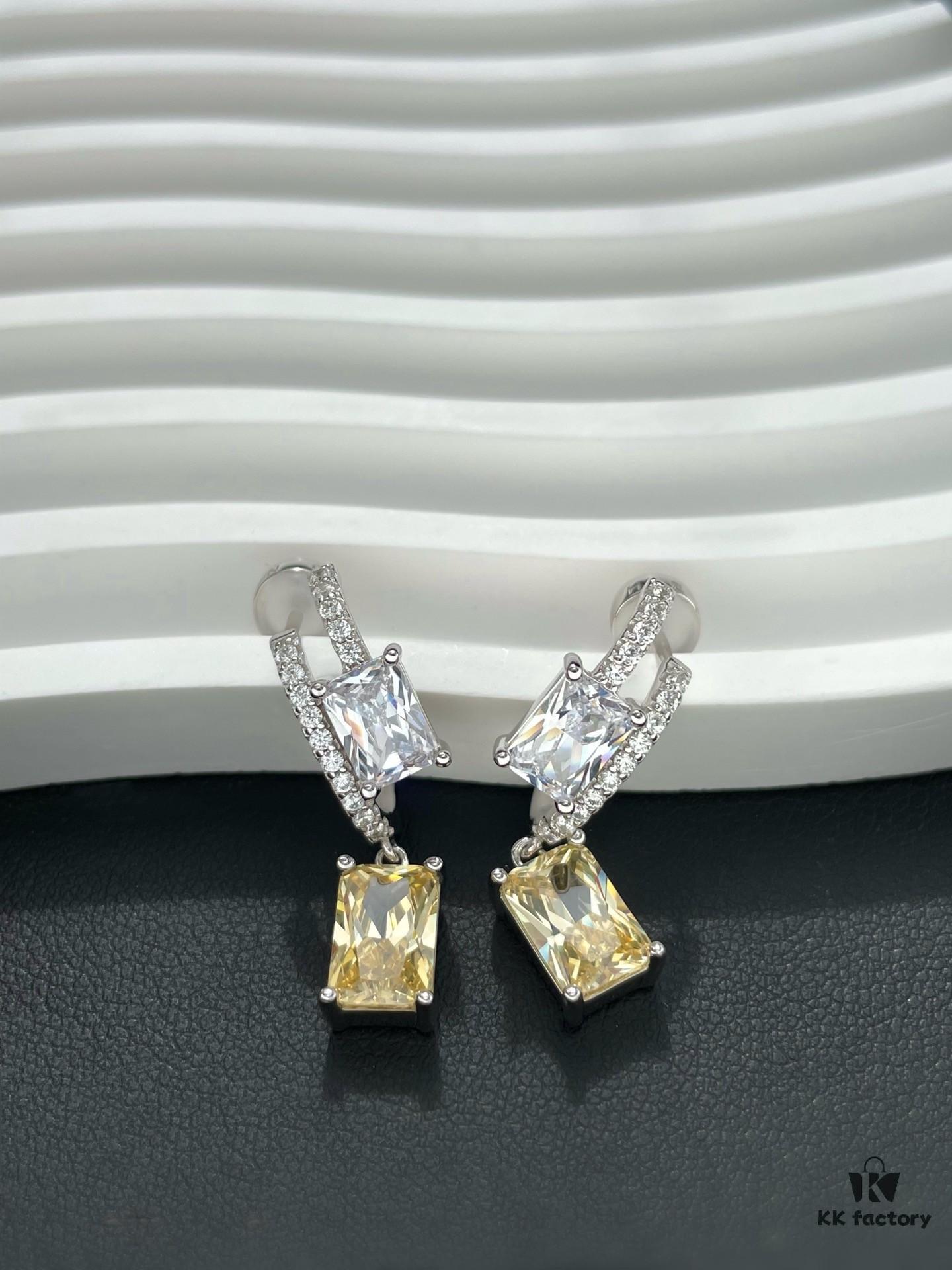 He Fang Aurora Glow Cube Sugar Series - Lucky Aurora S925 Sterling Silver Earrings