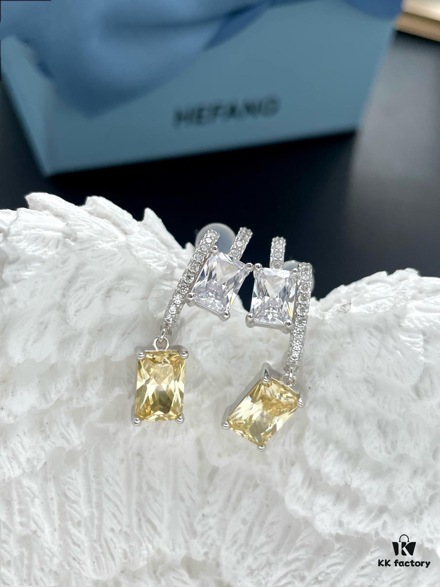 He Fang Aurora Glow Cube Sugar Series - Lucky Aurora S925 Sterling Silver Earrings