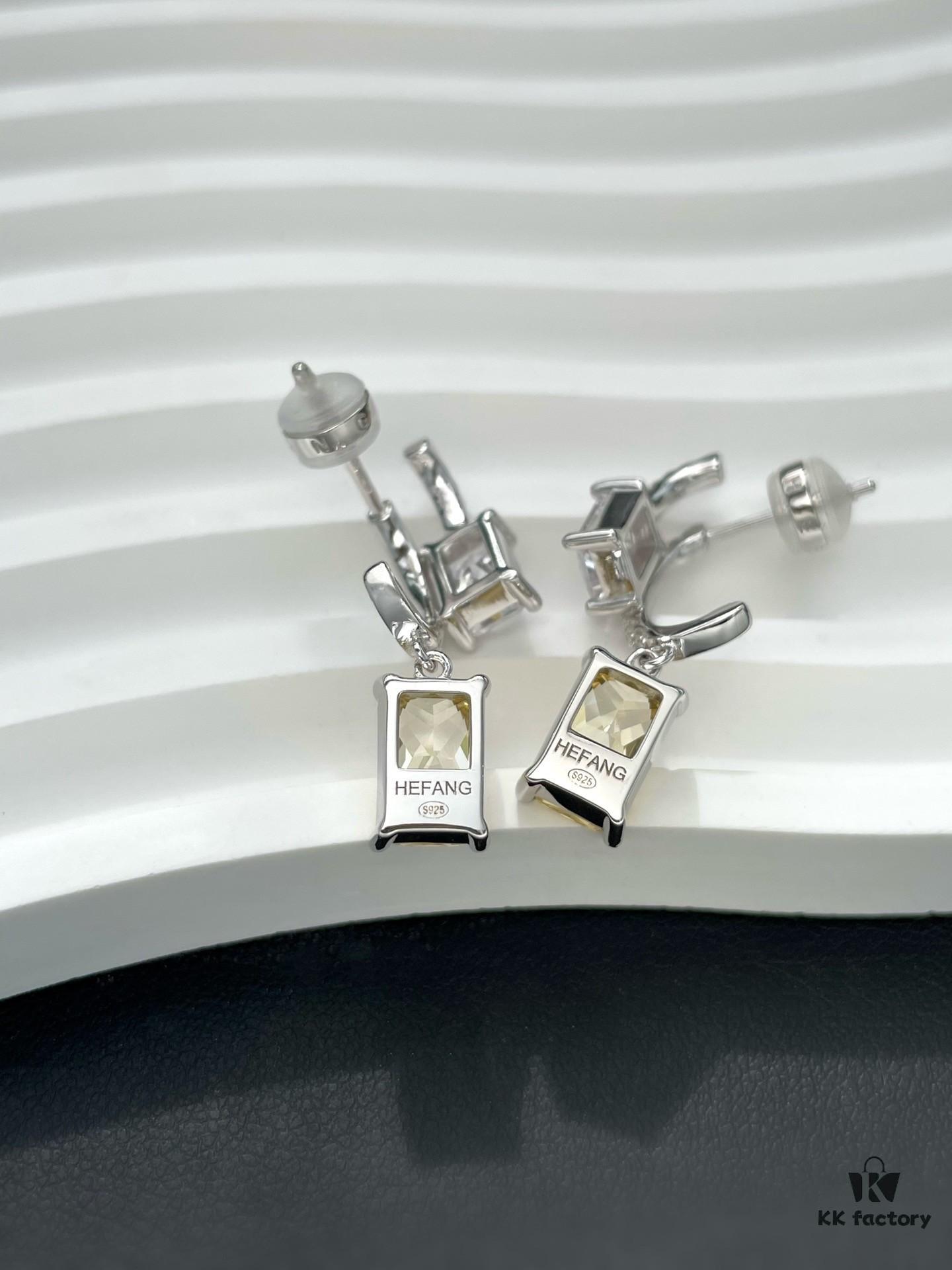 He Fang Aurora Glow Cube Sugar Series - Lucky Aurora S925 Sterling Silver Earrings