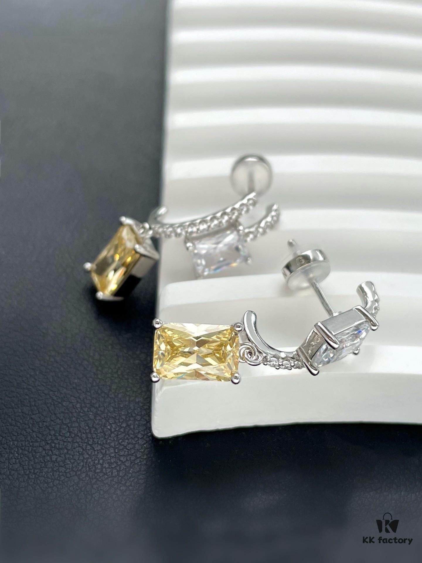 He Fang Aurora Glow Cube Sugar Series - Lucky Aurora S925 Sterling Silver Earrings