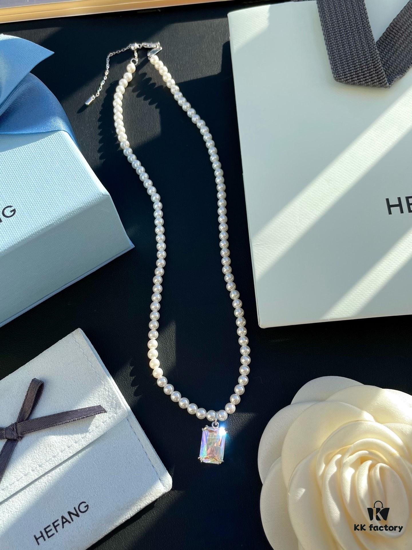 He Fang Lucky Aurora Glow Sugar Cube Series S925 Silver Necklace