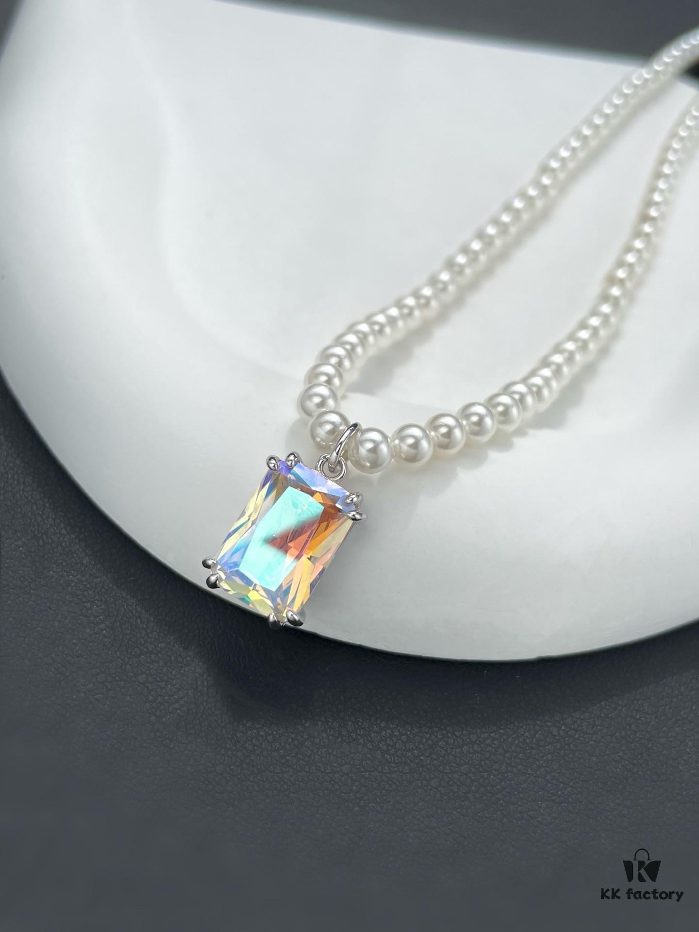 He Fang Lucky Aurora Glow Sugar Cube Series S925 Silver Necklace